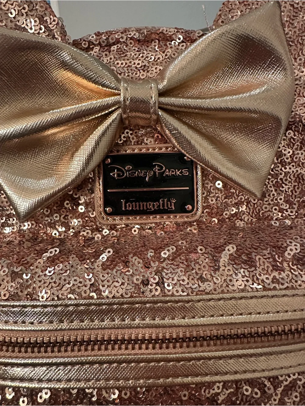 Disney Parks x Loungefly Rose Gold Sequin Mini Backpack